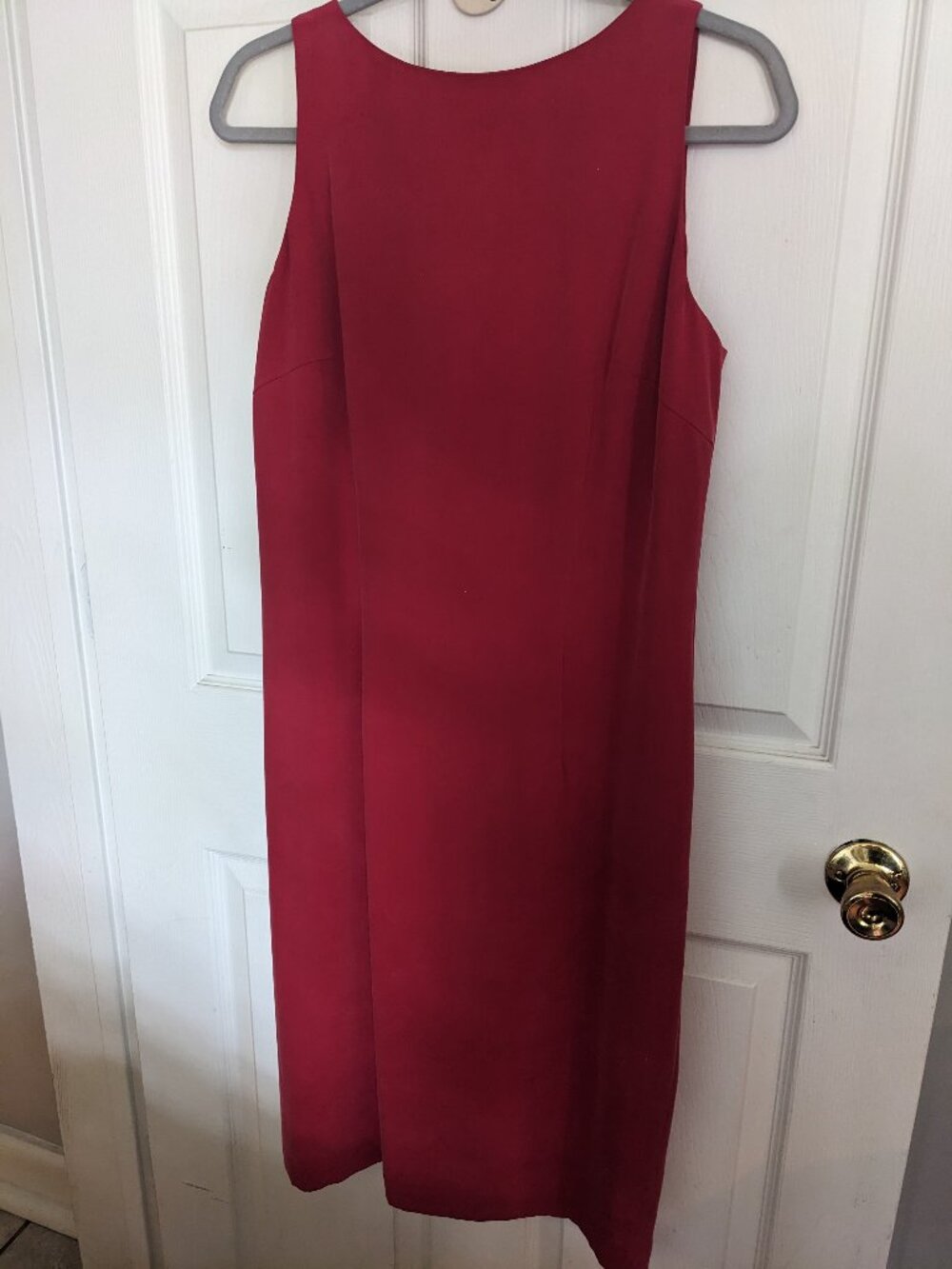 August Silk 100% silk vintage midi dress size 14 (fits 12-14) deep pink / red